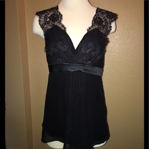 BCBGMAXAZRIA Silk, Satin and Lace Top